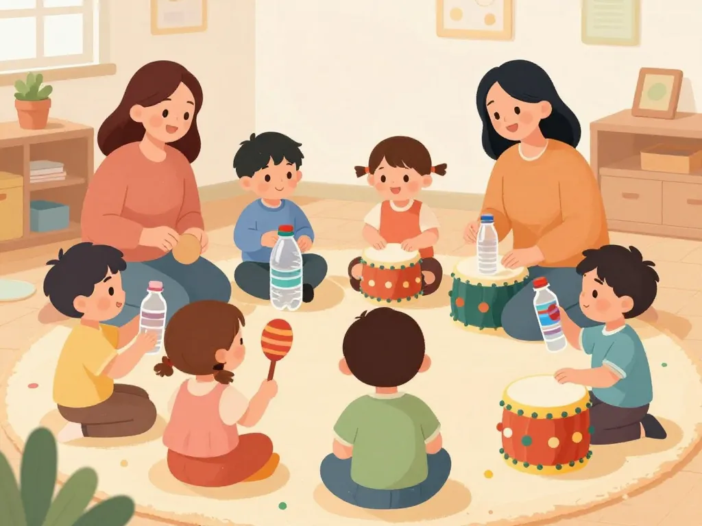 activite fete de la musique creche enfants jouent instruments maison