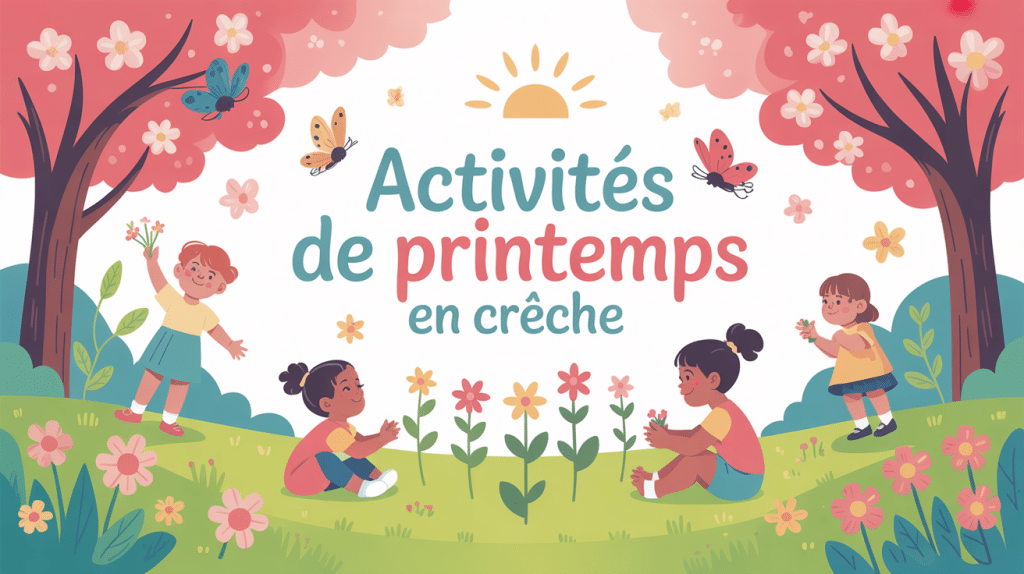 activité printemps crèche enfants découvrant fleurs et nature