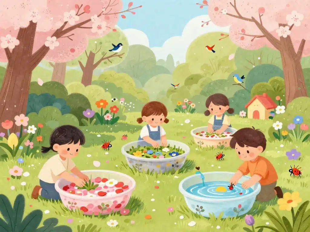 activité printemps crèche exploration sensorielle jardin