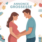 annonce grossesse famille joyeuse objets bébé