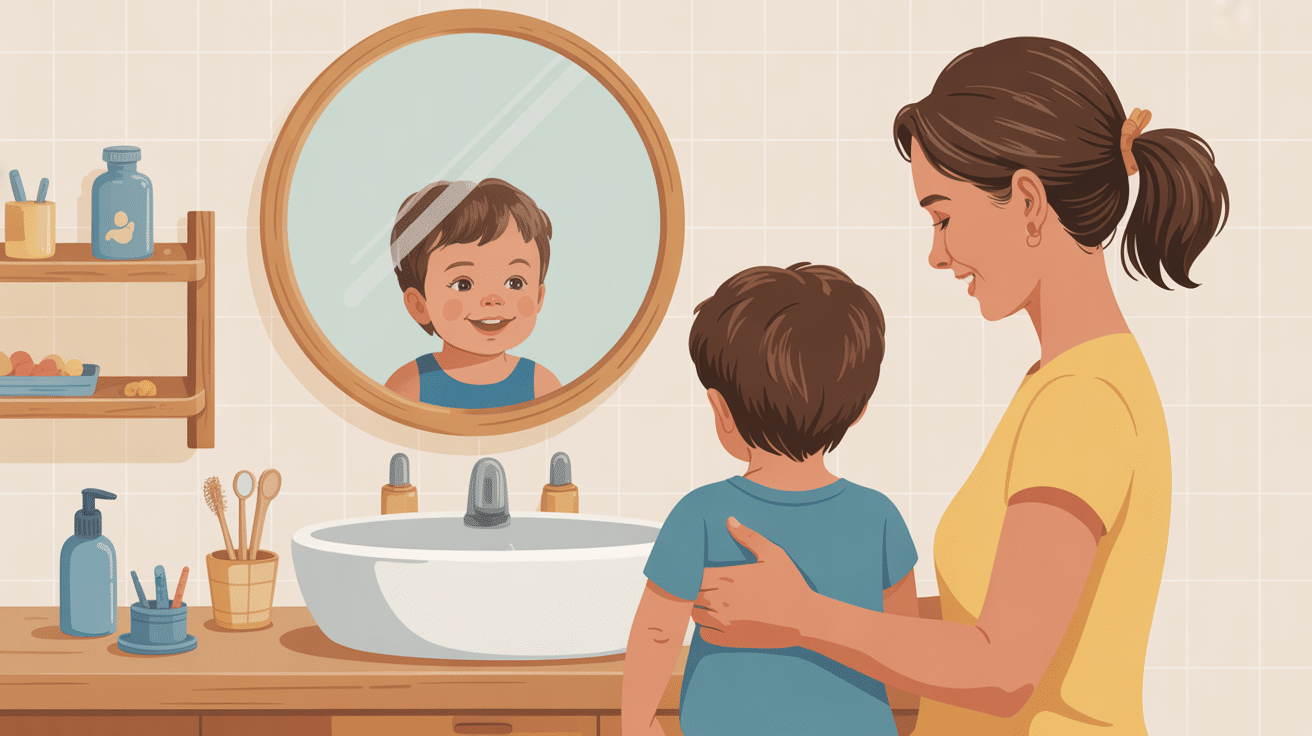 apprendre à se brosser les dents montessori illustration parent enfant