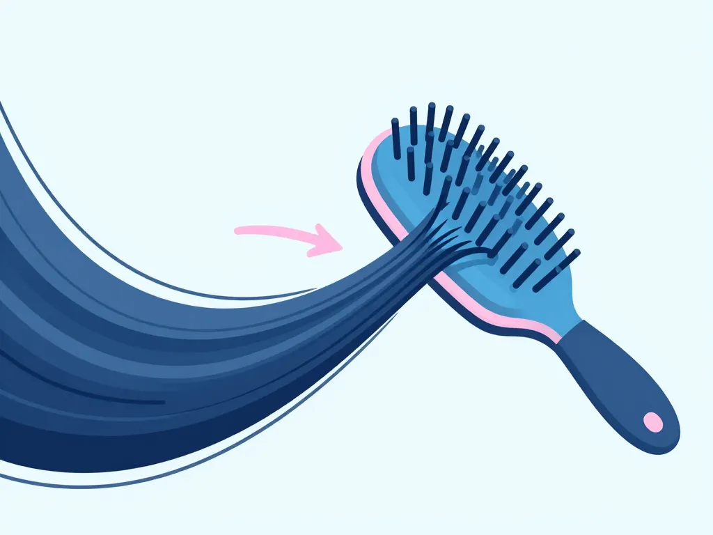 Schéma concept brosse anti fourche sur cheveux avec fourches