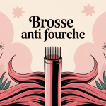 Brosse anti fourche entourée de cheveux longs et brillants