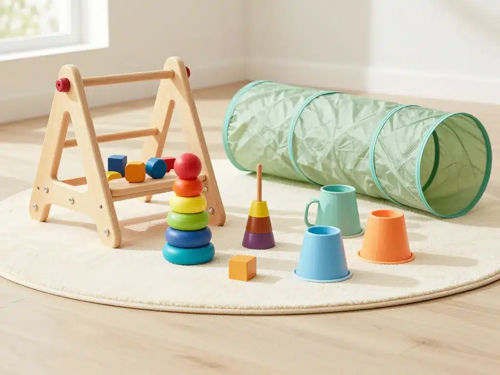 cadeau bébé 1 an motricité jouets marche blocs tunnel sur tapis