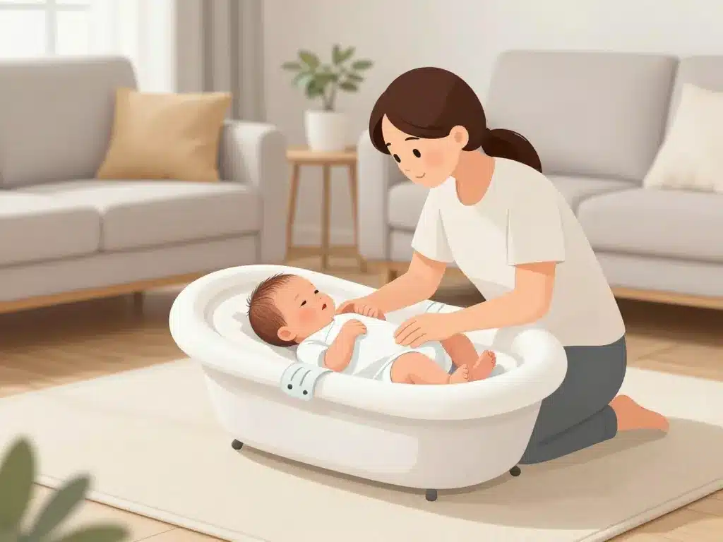 Parent installant bébé dans Cocoonababy sur sol sécurisé