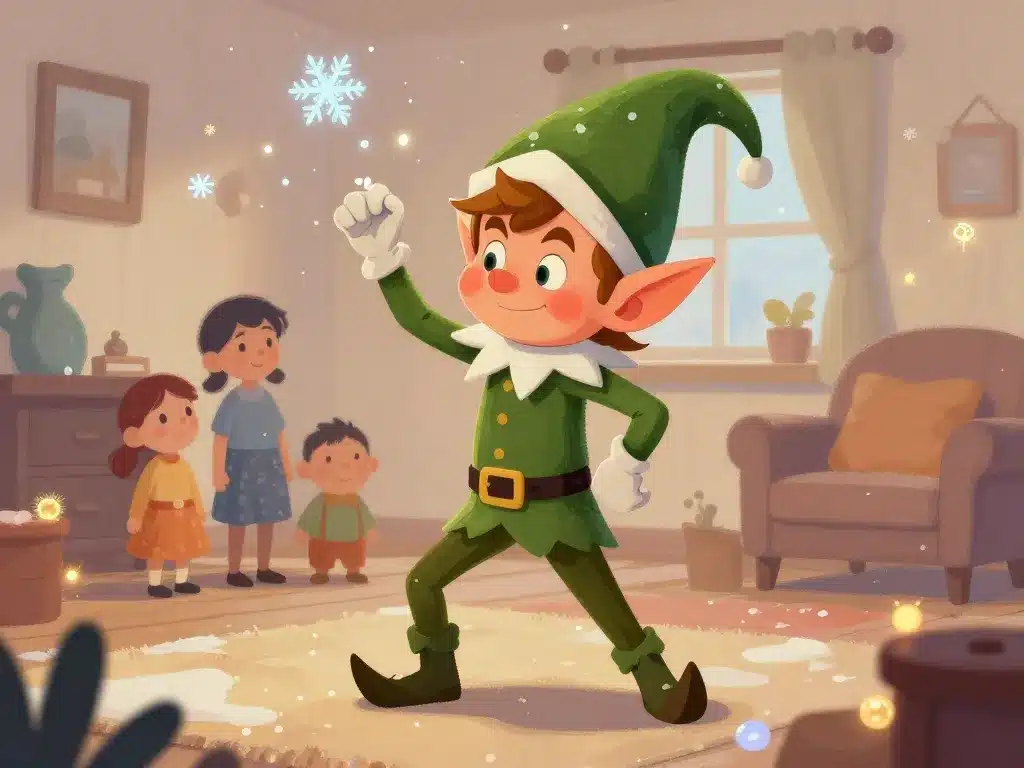 Scène magique avec lettre lutin farceur à imprimer et lutin bienveillant