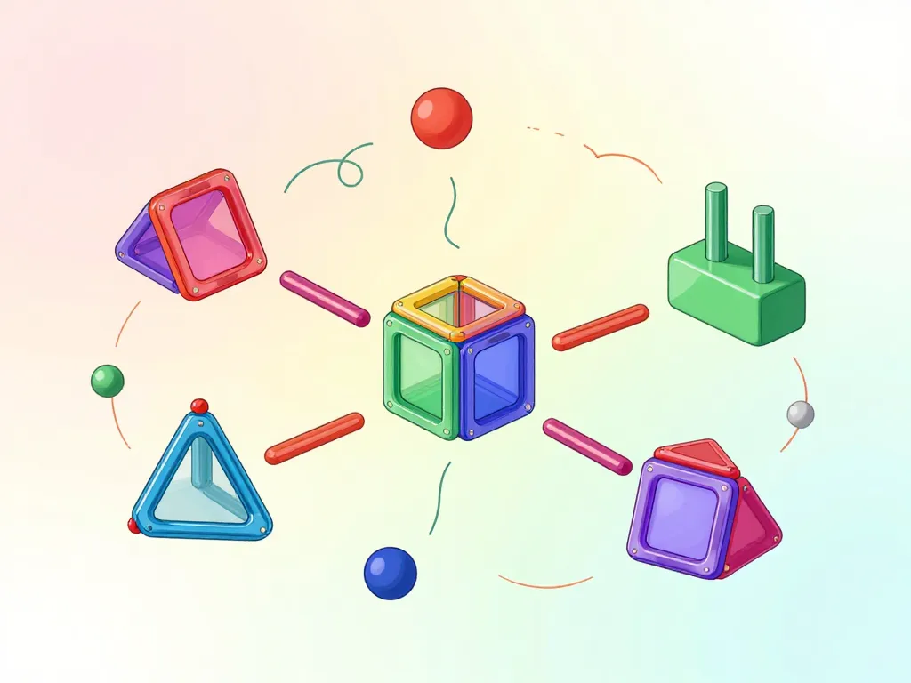 Schéma éducatif construction aimanté pièces et compétences