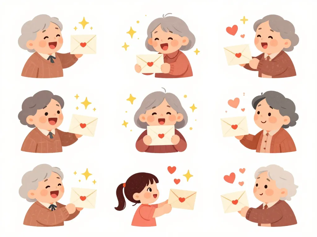 petite fille reçoit lettres amusantes créatives de ses grands-parents