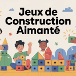Enfants et adultes jouant avec jeux de construction aimanté