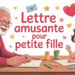 illustration grand-parent écrit une lettre amusante pour ma petite fille