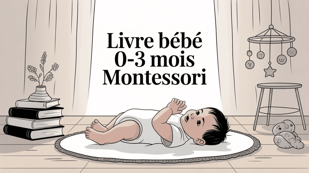 livre bebe 0-3 mois montessori bébé sur tapis épuré avec livres contrastés