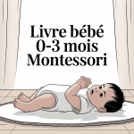 livre bebe 0-3 mois montessori bébé sur tapis épuré avec livres contrastés