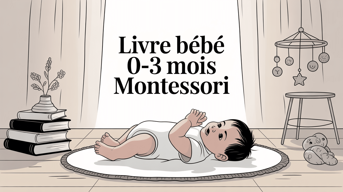 livre bebe 0-3 mois montessori bébé sur tapis épuré avec livres contrastés