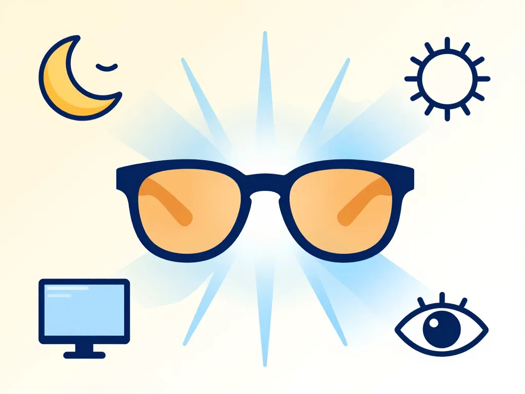 Schéma filtration lumière bleue lunettes oranges