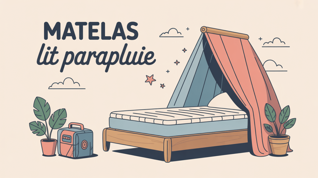 illustration matelas lit parapluie confortable et sécurisé