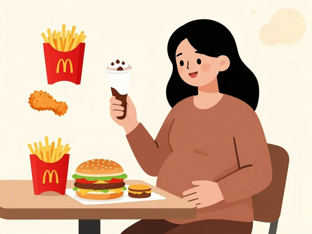 mcdo enceinte femme table fast food sélection équilibrée