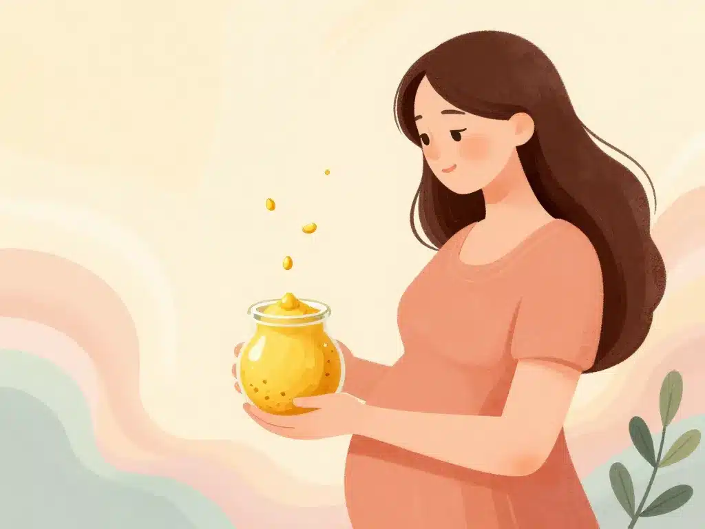 illustration moutarde enceinte femme sereine pot