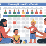 planning nounou excel gratuit illustration famille horaires