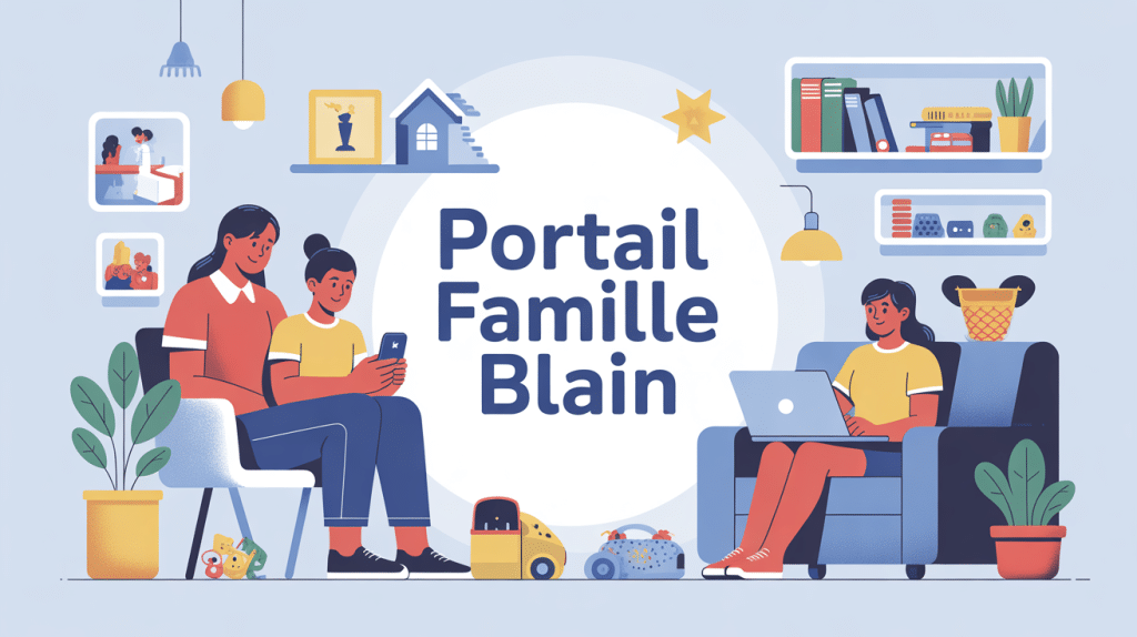 famille utilisant portail famille blain sur ordinateur et smartphone