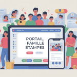 illustration portail famille etampes sur ordinateur et smartphone