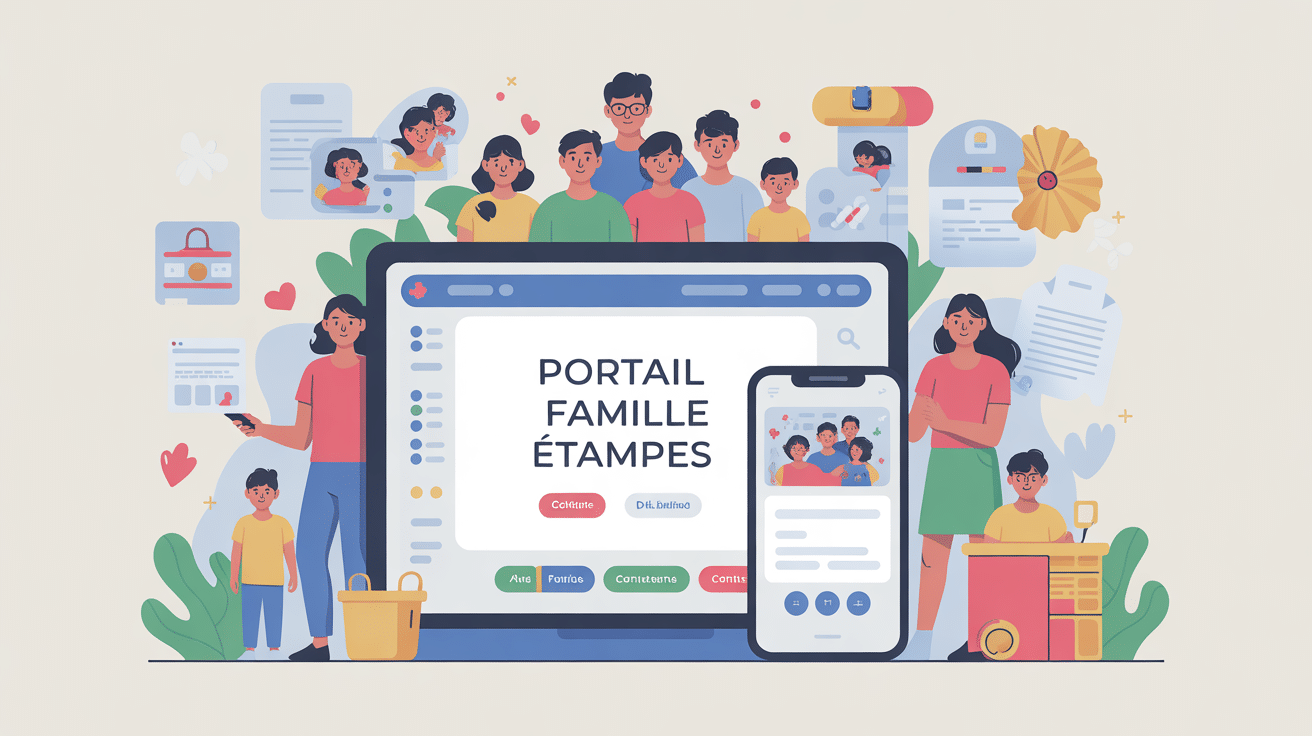illustration portail famille etampes sur ordinateur et smartphone