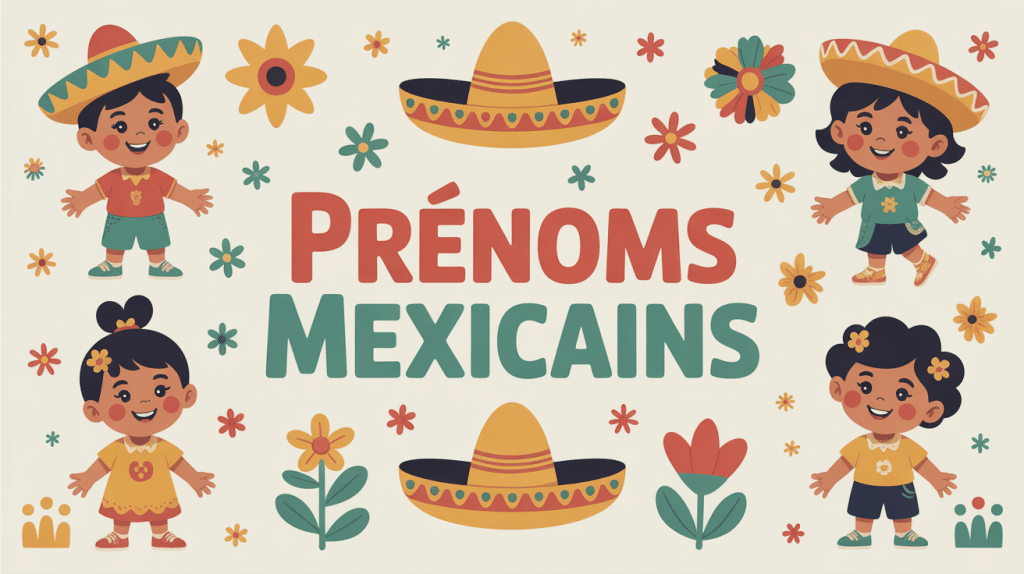 illustration enfants avec symboles mexicains pour prénom mexicain