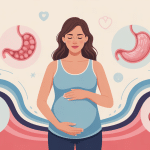 Illustration grossesse femme enceinte avec remontée acide fin de grossesse signe accouchement