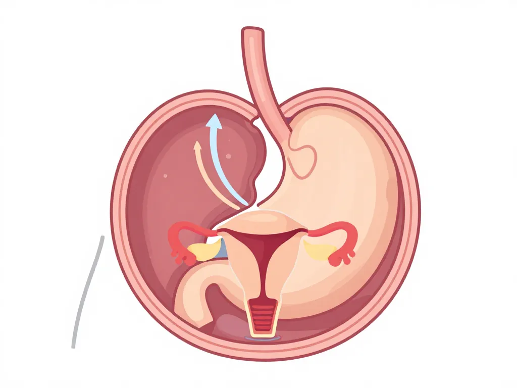 Schéma torso femme enceinte montrant remontée acide fin de grossesse signe accouchement