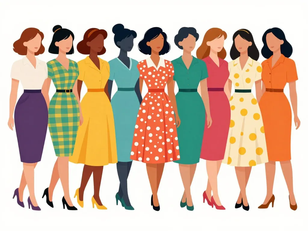 silhouettes diverses robe année 50 pour toutes morphologies
