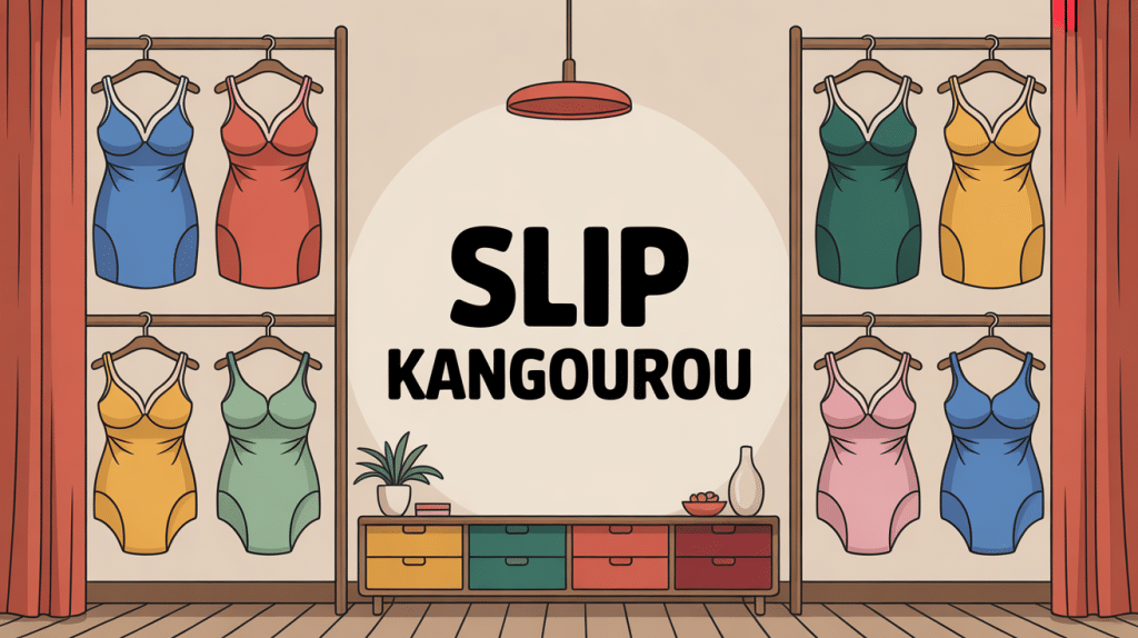 illustration stylisée slip kangourou ambiance rétro