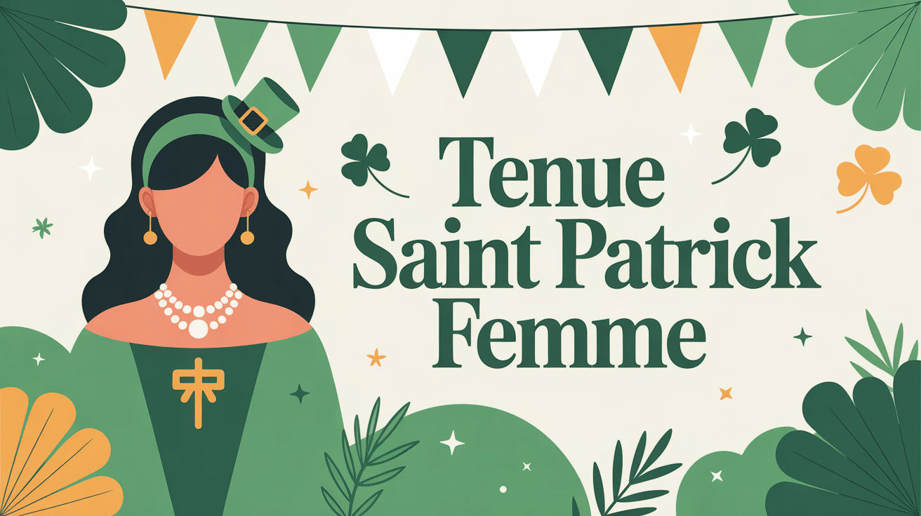 illustration tenue saint patrick femme avec accessoires irlandais