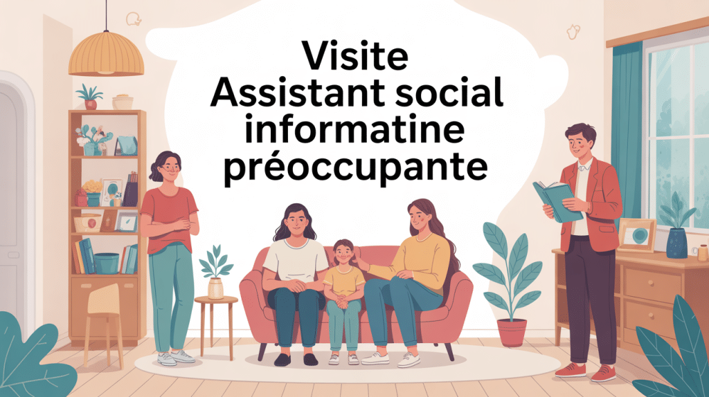 visite assistant social information préoccupante famille salon illustration vectorielle