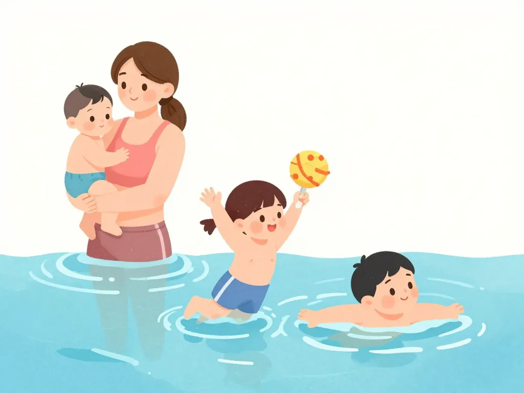 A quel age apprendre à nager progression illustration enfants âges