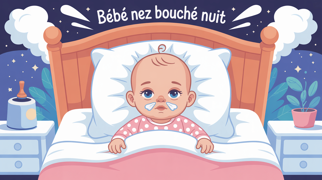 bébé nez bouché nuit dangereux dormant illustration