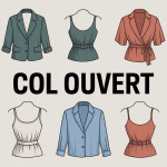 Illustration col ouvert chemises robes tops stylisé moderne