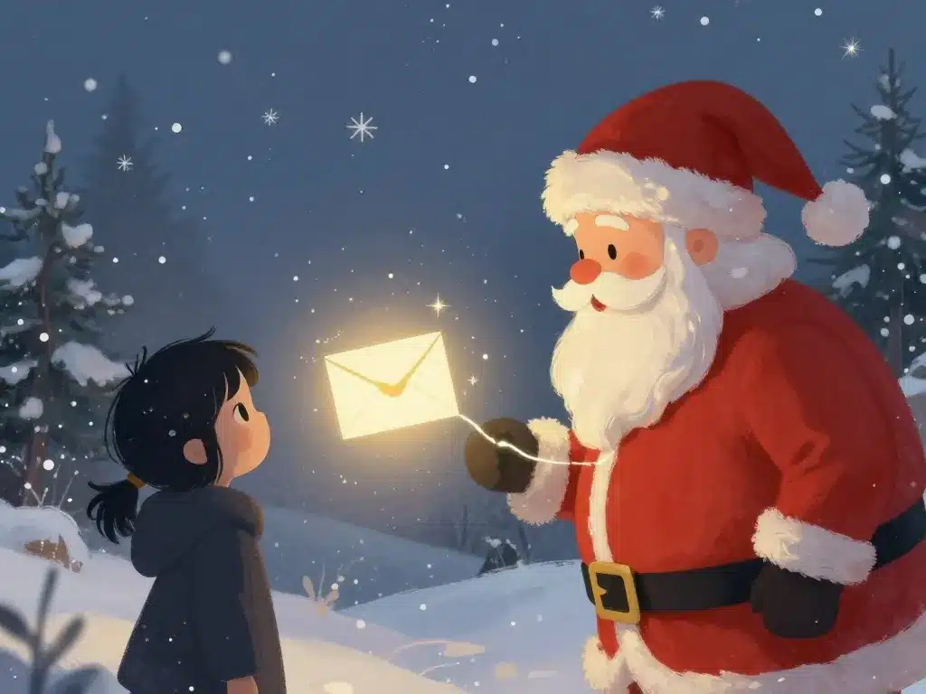 Réponse lettre au père Noël connexion enfant Santa illustration