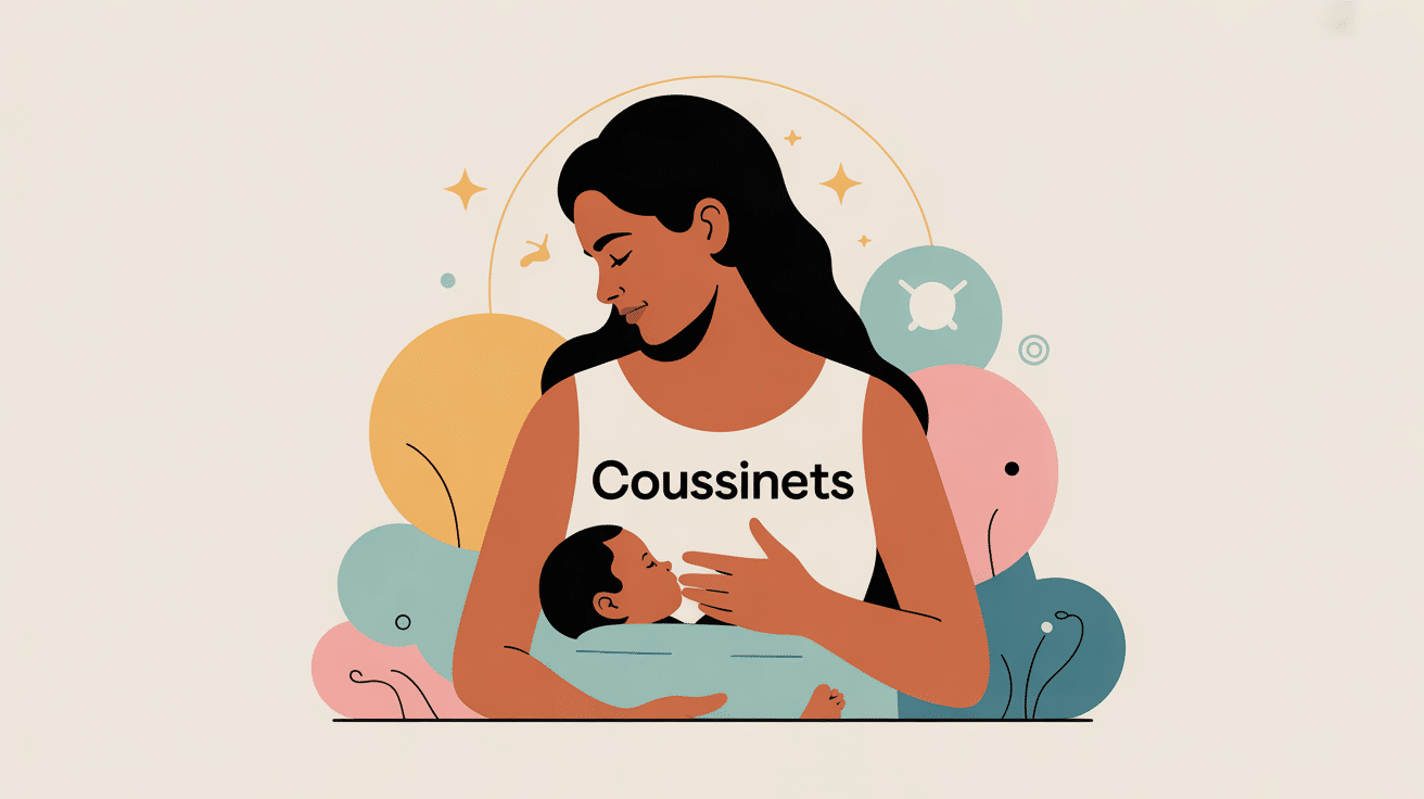 Mère sereine utilisant un coussinet d'allaitement sous son vêtement