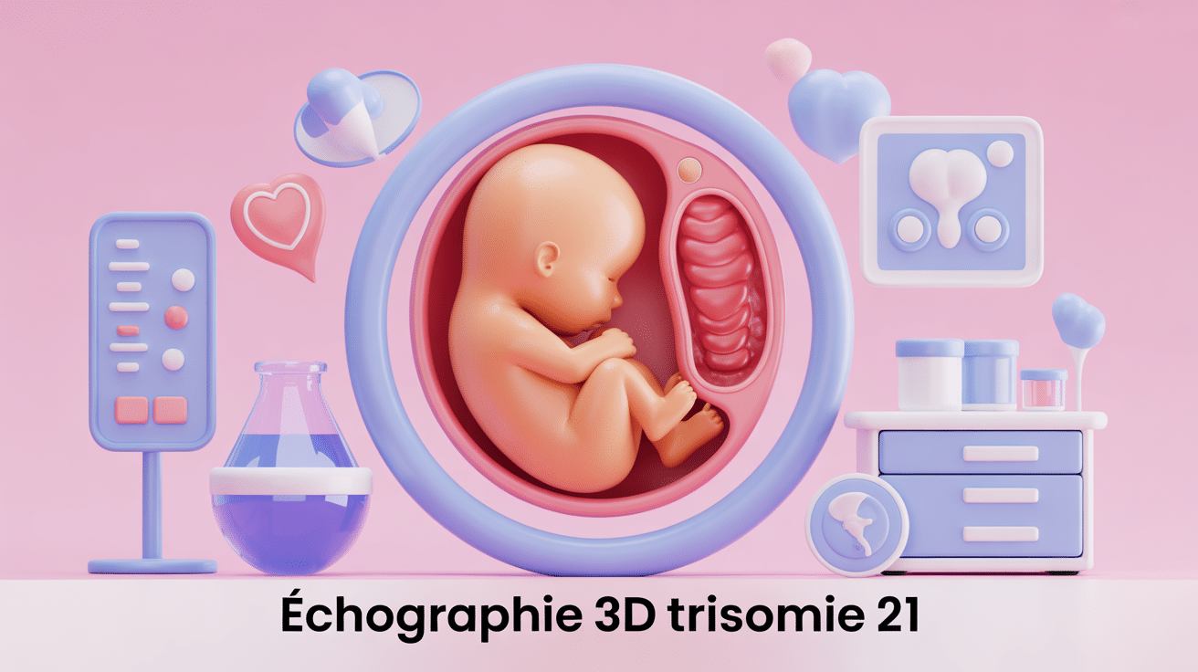 Illustration echo 3d bebe trisomique diagnostic prenatale