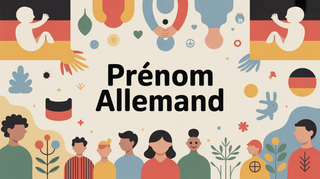 Illustration moderne prénoms allemands bébés et symboles
