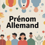 Illustration moderne prénoms allemands bébés et symboles