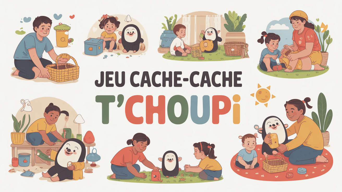 jeu cache cache t'choupi image colorée avec parents et enfants