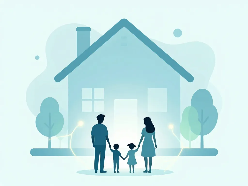 Illustration règles de la maison cadre clair famille