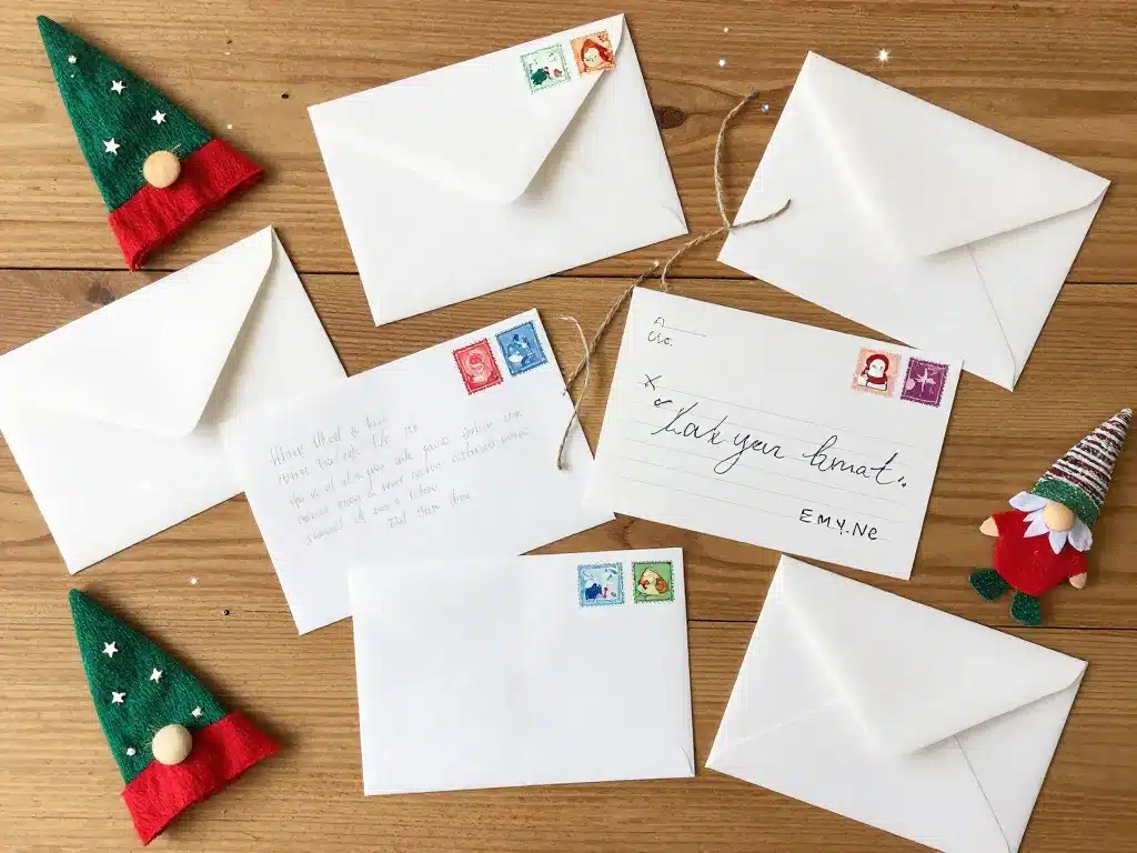 Lettre lutin farceur avec accessoires lutin et lettres sur table