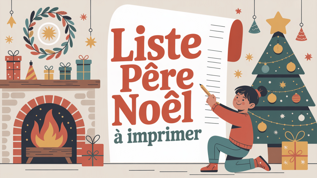 illustration liste pere noel a imprimer enfant sapin