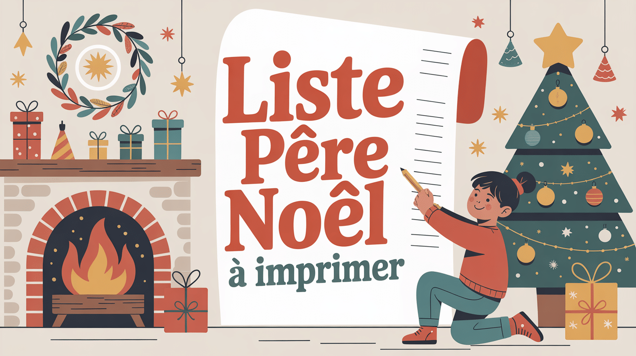 illustration liste pere noel a imprimer enfant sapin