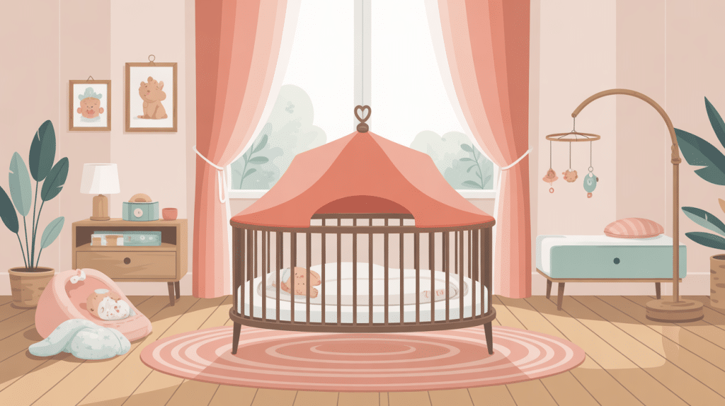 lit parapluie bb cosy en chambre bébé illustration