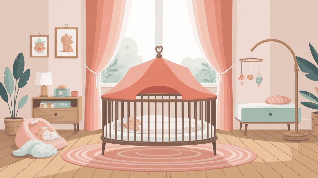 lit parapluie bb cosy en chambre bébé illustration