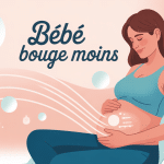 pourquoi bébé bouge moins certains jours visuel grossesse femme main ventre