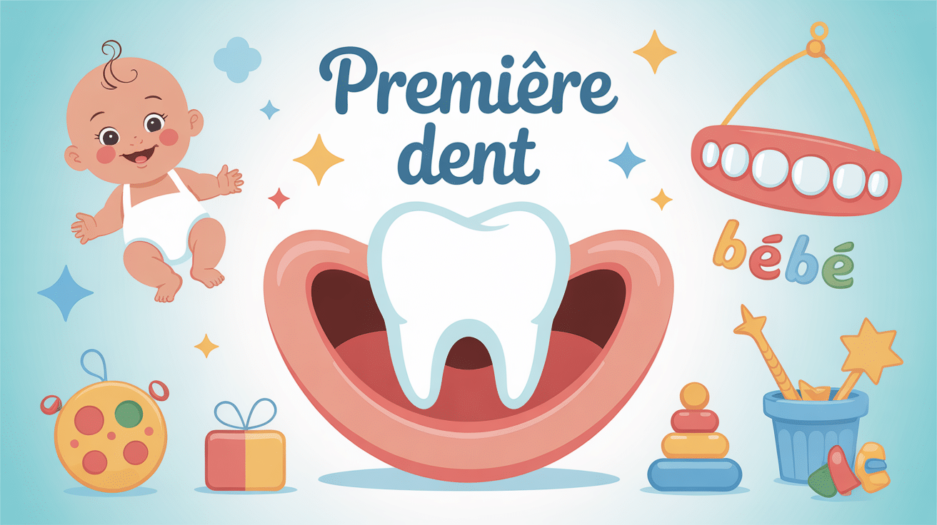 Illustration premiere photo dent qui perce bébé souriant