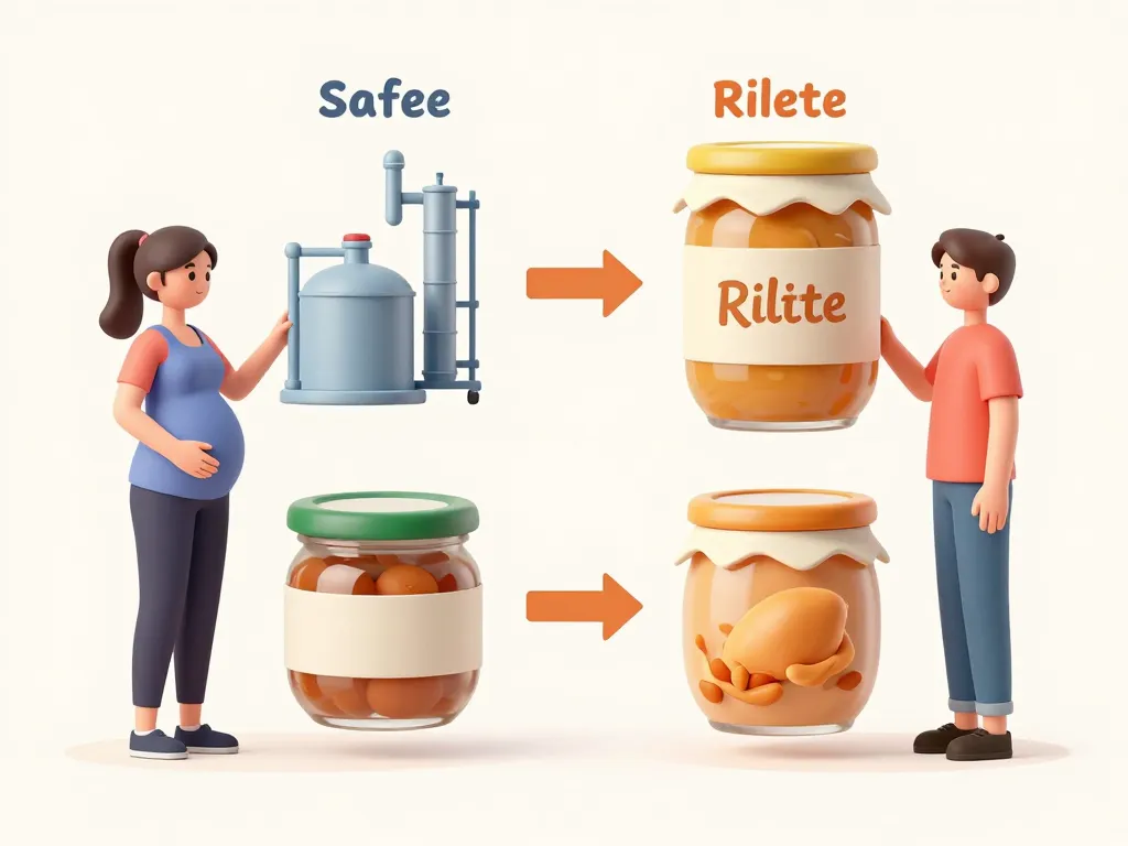 Schéma choix rillette de poulet enceinte, produits sûrs vs à risque